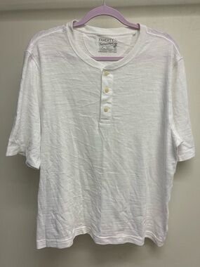 Faherty Men's White Henley Shirt size L